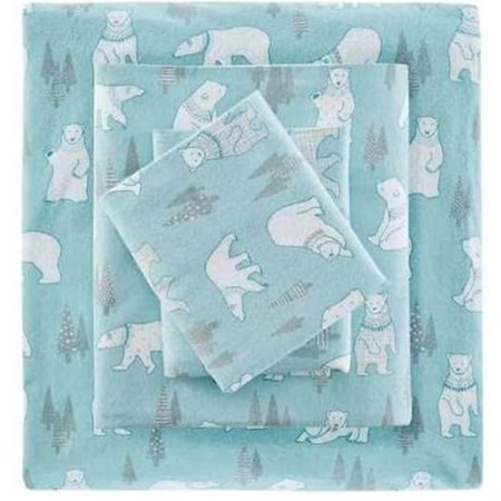 Imageware Systems Cozy Flannel Sheet Set, Blue Polar Bears - King TN20-0267